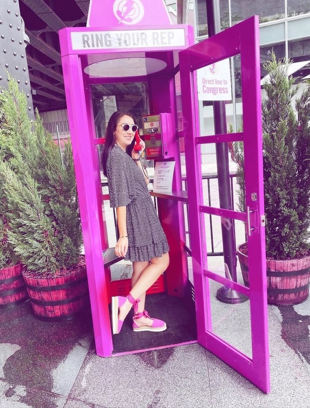 Smocked Square-Neck Mini Dress in Black and White